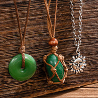 Thumbnail for Chic Layered Crystal Sun Pendant Wax Cord String Necklace Set - ArtGalleryZen