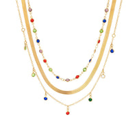 Thumbnail for Chic Layered Crystal Tassel Herringbone Chain Necklace Set - ArtGalleryZen