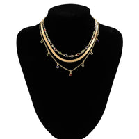 Thumbnail for Chic Layered Crystal Tassel Herringbone Chain Necklace Set - ArtGalleryZen