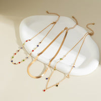 Thumbnail for Chic Layered Crystal Tassel Herringbone Chain Necklace Set - ArtGalleryZen