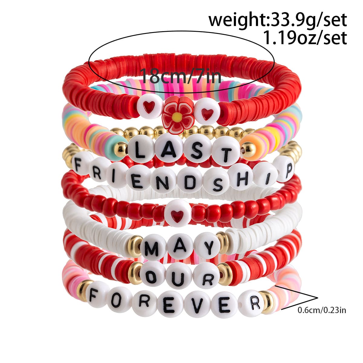 Chic Layered Flower Letter Polymer Clay Beaded Friendship Bracelet Set - ArtGalleryZen