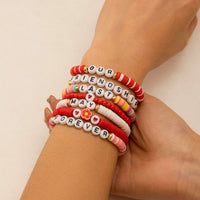 Thumbnail for Chic Layered Flower Letter Polymer Clay Beaded Friendship Bracelet Set - ArtGalleryZen