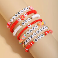 Thumbnail for Chic Layered Flower Letter Polymer Clay Beaded Friendship Bracelet Set - ArtGalleryZen