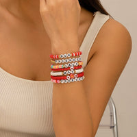 Thumbnail for Chic Layered Flower Letter Polymer Clay Beaded Friendship Bracelet Set - ArtGalleryZen