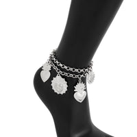 Thumbnail for Chic Layered Gold Silver Tone Flame Heart Anklet - ArtGalleryZen