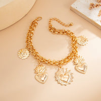 Thumbnail for Chic Layered Gold Silver Tone Flame Heart Anklet - ArtGalleryZen