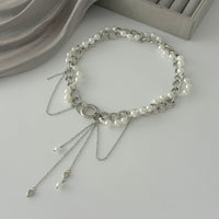 Thumbnail for Chic Layered Heart Tassel Pearl Curb Chain Choker Necklace - ArtGalleryZen