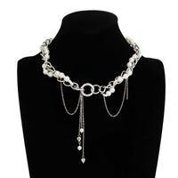 Thumbnail for Chic Layered Heart Tassel Pearl Curb Chain Choker Necklace - ArtGalleryZen