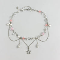 Thumbnail for Chic Layered Hollow Star Pendant Pearl Crystal Chain Necklace - ArtGalleryZen