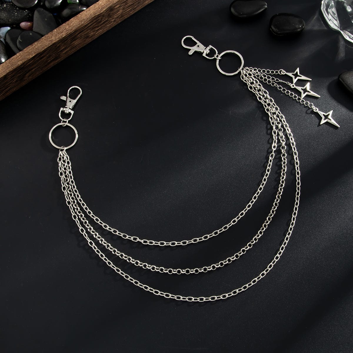 Chic Layered Hollow Star Pendant Trouser Chain - ArtGalleryZen