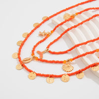 Thumbnail for Chic Layered Mermaid Shell Starfish Tassel Seed Bead Necklace Set - ArtGalleryZen