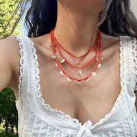 Thumbnail for Chic Layered Mermaid Shell Starfish Tassel Seed Bead Necklace Set - ArtGalleryZen