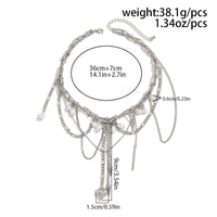 Thumbnail for Chic Layered Pearl Rivet Tassel Heart Pendant Cable Chain Y Necklace - ArtGalleryZen