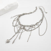 Thumbnail for Chic Layered Pearl Rivet Tassel Heart Pendant Cable Chain Y Necklace - ArtGalleryZen