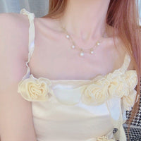 Thumbnail for Chic Layered Pearl Tassel Ball Chain Choker Necklace - ArtGalleryZen