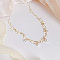 Thumbnail for Chic Layered Pearl Tassel Ball Chain Choker Necklace - ArtGalleryZen
