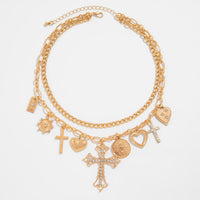 Thumbnail for chic layered rhinestone inlaid cross heart pendant necklace-artgalleryzen