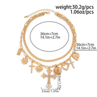 Thumbnail for chic layered rhinestone inlaid cross heart pendant necklace-artgalleryzen