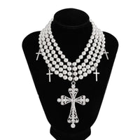 Thumbnail for Chic Layered Rhinestone Inlaid Cross Pendant Ball Chain Necklace - ArtGalleryZen