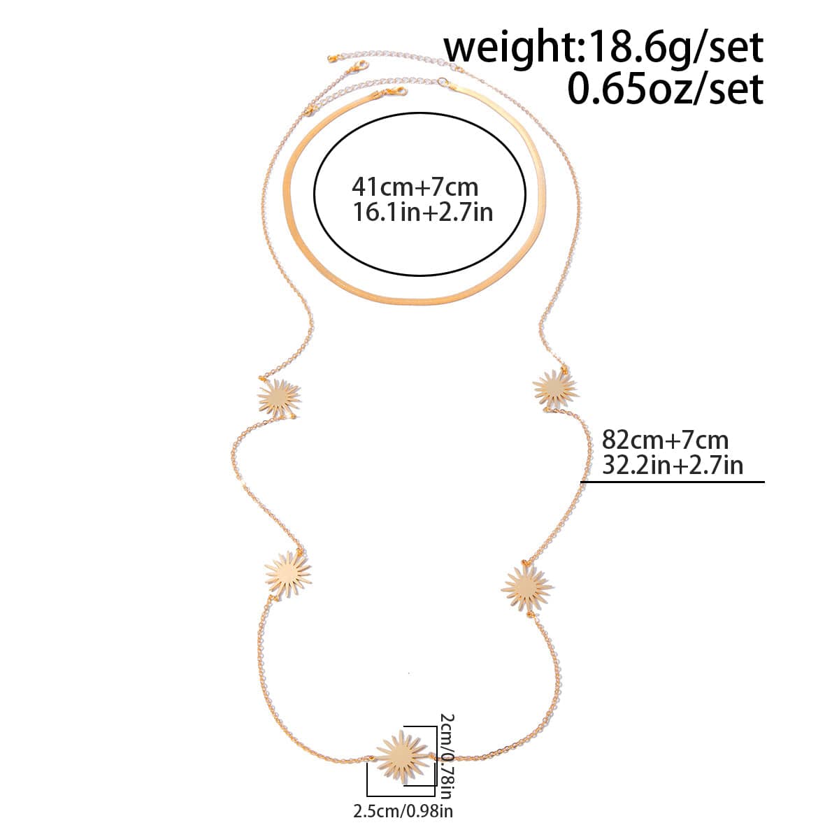 Chic Layered Sun Charm Long Chain Necklace Set - ArtGalleryZen