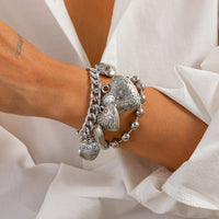 Thumbnail for Chic Layered Textured Heart Tassel Ball Chain Bracelet Set - ArtGalleryZen