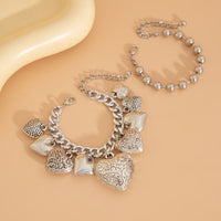 Thumbnail for Chic Layered Textured Heart Tassel Ball Chain Bracelet Set - ArtGalleryZen