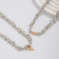 Thumbnail for Chic Layered Two Tone Heart Charm Irregular Beaded Choker Necklace Set - ArtGalleryZen