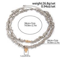 Thumbnail for Chic Layered Two Tone Heart Charm Irregular Beaded Choker Necklace Set - ArtGalleryZen