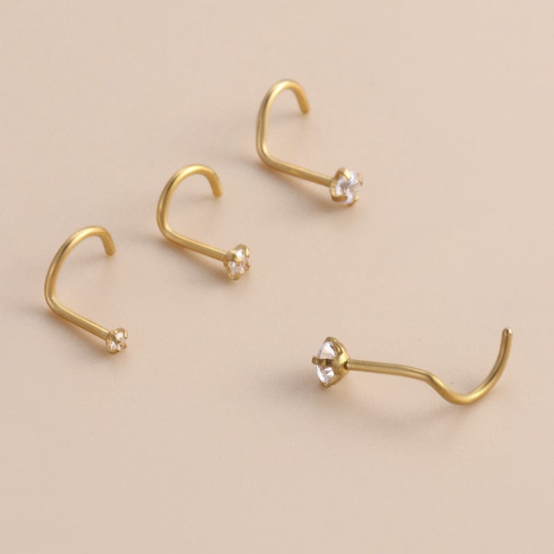 Chic Minimalist Cubic Zirconia Stainless Steel Nose Piercing Nose Stud - ArtGalleryZen