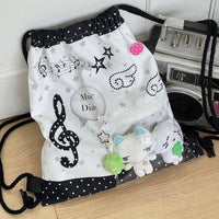 Thumbnail for Chic Music Diary Kpop Fan Display Drawstring Backpack - ArtGalleryZen