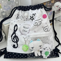 Thumbnail for Chic Music Diary Kpop Fan Display Drawstring Backpack - ArtGalleryZen