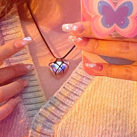 Thumbnail for Chic Natural Crystal Heart Pendant Choker Necklace - ArtGalleryZen