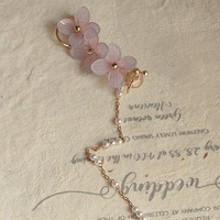 Thumbnail for Chic Peach Blossom Flower Pearl Long Chain Ear Clip Earring - ArtGalleryZen