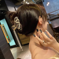 Thumbnail for Chic Pearl Chain Tassel Butterfly Chignon Claw Clip Hair Clip - ArtGalleryZen