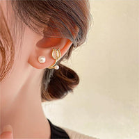 Thumbnail for Chic Pearl Charm Opal Tulip Earrings - ArtGalleryZen