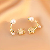 Thumbnail for Chic Pearl Charm Opal Tulip Earrings - ArtGalleryZen