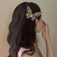 Thumbnail for Chic Pearl Charm Sheer Mesh Butterfly Hair Clip - ArtGalleryZen