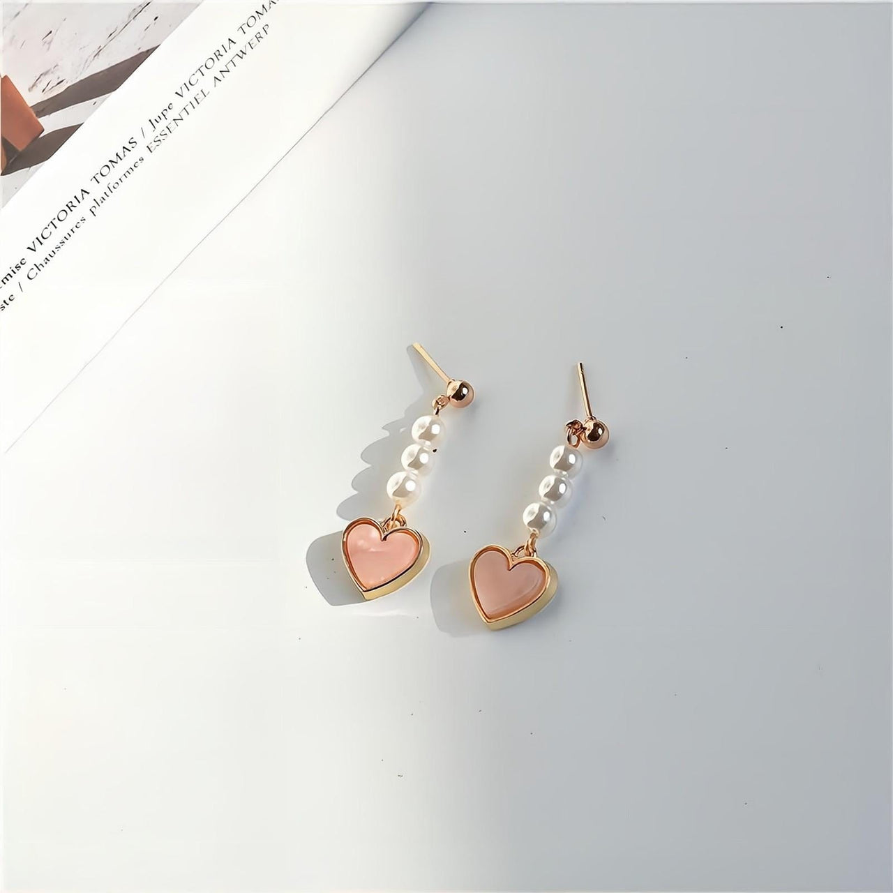 Chic Pearl Heart Dangle Earrings - ArtGalleryZen