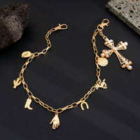 Thumbnail for Chic Pearl Inlaid Cross Cowboy Hat Cactus Pendant Trouser Chain - ArtGalleryZen