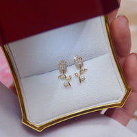 Thumbnail for Chic Pearl Inlaid Crystal Tulip Earrings - ArtGalleryZen