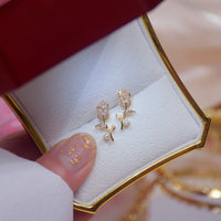 Thumbnail for Chic Pearl Inlaid Crystal Tulip Earrings - ArtGalleryZen
