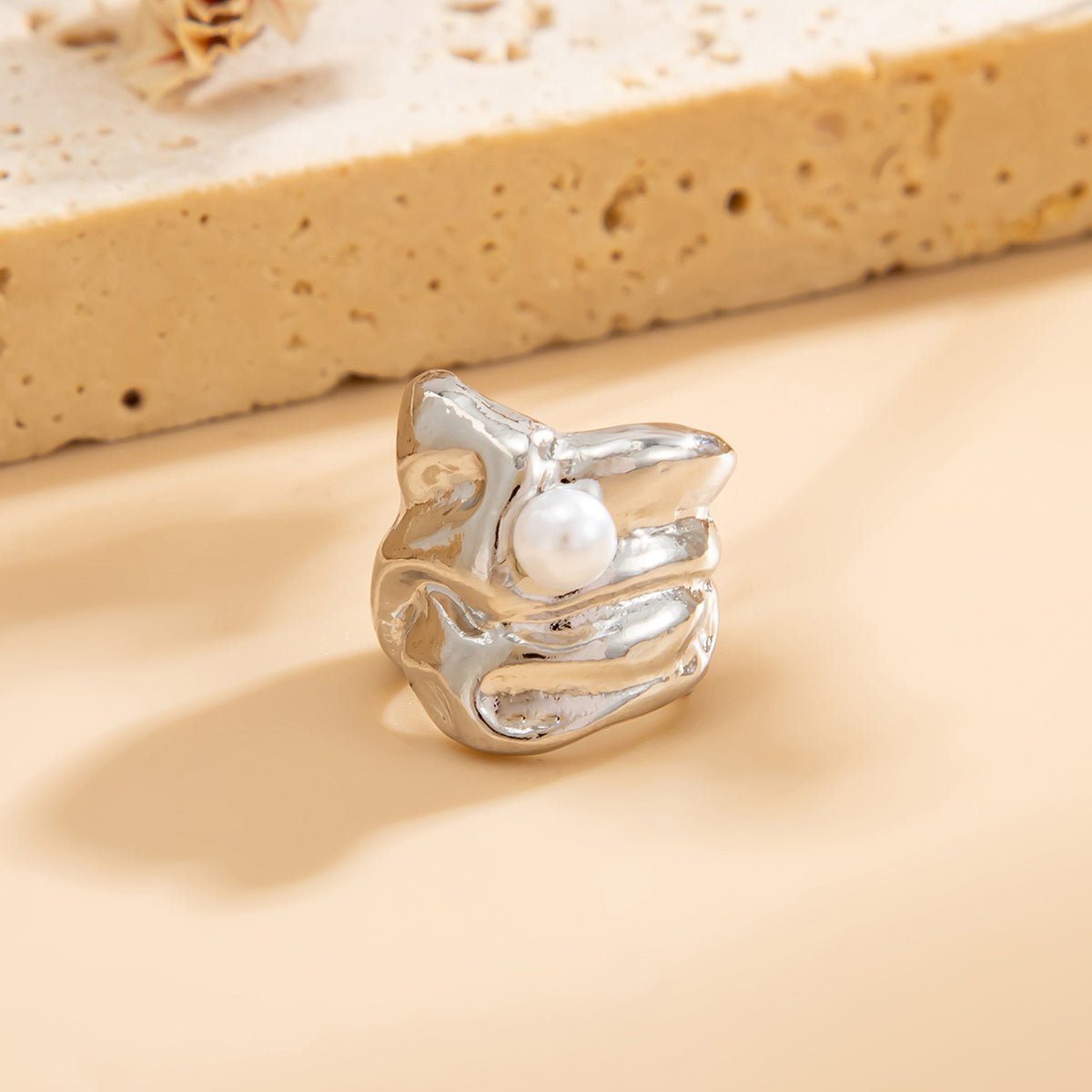 Chic Pearl Inlaid Pleated Ear Wrap Earring - ArtGalleryZen