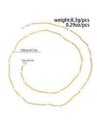 Thumbnail for Chic Pearl Square Beaded Long Chain Necklace - ArtGalleryZen