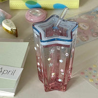 Thumbnail for Chic Pink Blue Gradient Lucky Star Crystal Cup - ArtGalleryZen