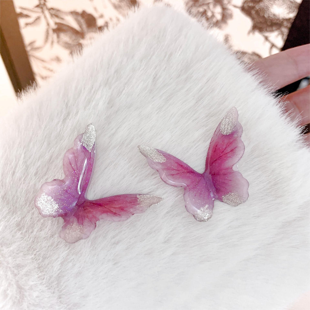 Chic Pink Butterfly Dangle Earrings - ArtGalleryZen