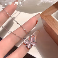 Thumbnail for Chic Pink Cats Eye Stone Butterfly Necklace - ArtGalleryZen