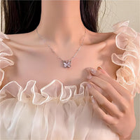 Thumbnail for Chic Pink Cats Eye Stone Butterfly Necklace - ArtGalleryZen
