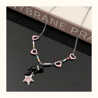 Thumbnail for Chic Pink Heart Star Kitty Pendant Necklace - ArtGalleryZen