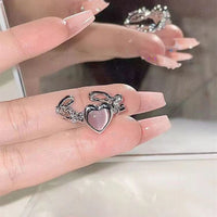 Thumbnail for Chic Pink Opal Heart Ring - ArtGalleryZen
