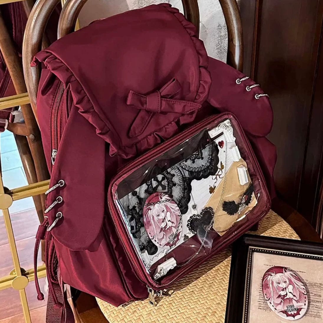 Chic Rabbit Ears Transparent Display Backpack Bag - ArtGalleryZen
